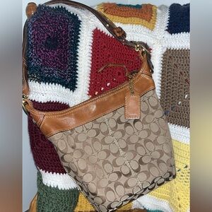 Vintage Coach brown bucket tote